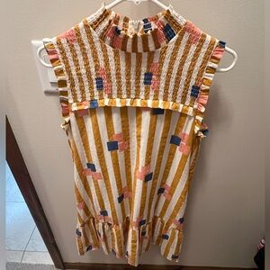 THML Multicolor Striped Flutter Sleeve Dress